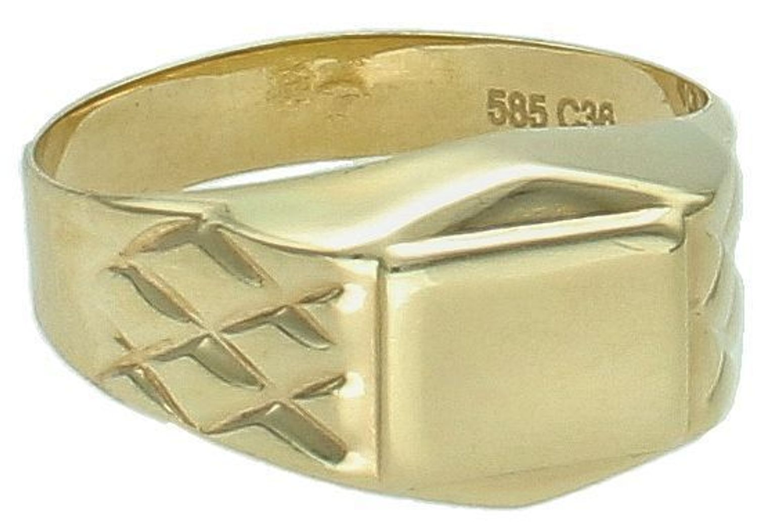 Pierścionek sygnet złoty próba 585, SY 116B 585 Męski sygnet wykonany próby złota 585. Męska biżuteria idealna na wszelkie okazje. Złota biżuteria o ciekawej, niepowtarzalnej formie, która zachwyci każdego mężczyznę.1.jpg